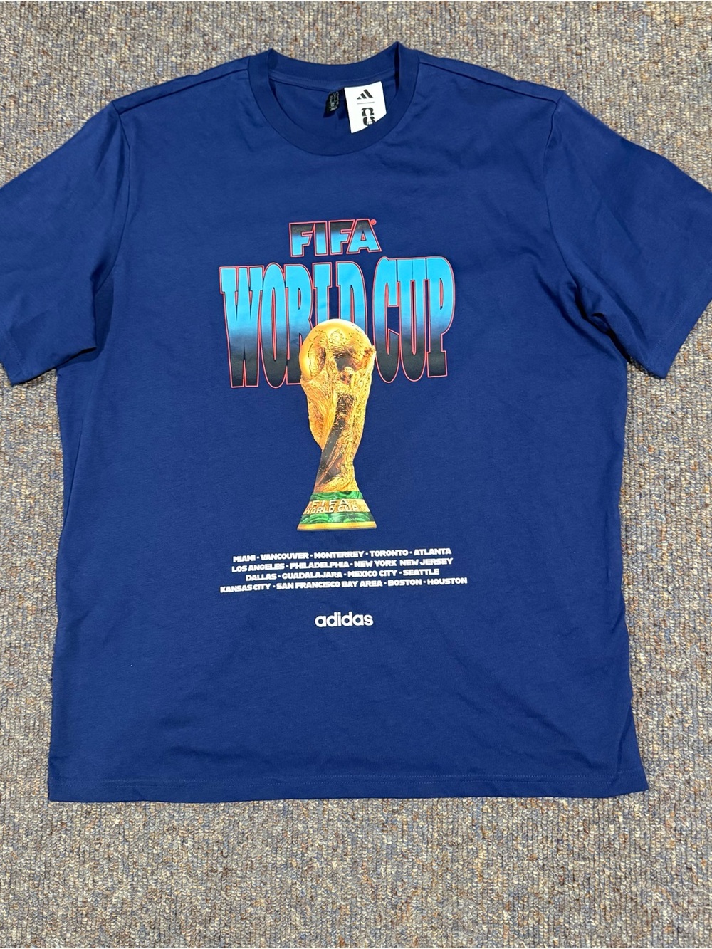 adidas Blue FIFA World Cup Trophy Graphic Short Sleeve Tee